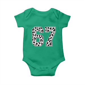 67 Jersey Number Baby Onesie Funny Six Seven Meme Y2k Leopard Number TS10 Irish Green Print Your Wear