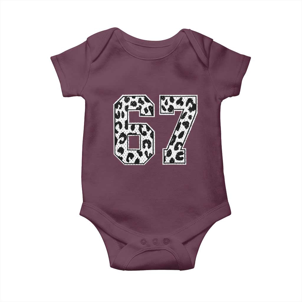 67 Jersey Number Baby Onesie Funny Six Seven Meme Y2k Leopard Number TS10 Maroon Print Your Wear
