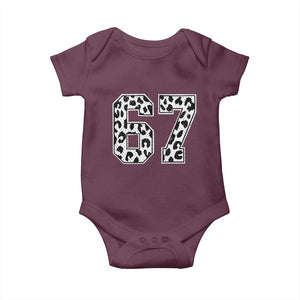 67 Jersey Number Baby Onesie Funny Six Seven Meme Y2k Leopard Number TS10 Maroon Print Your Wear