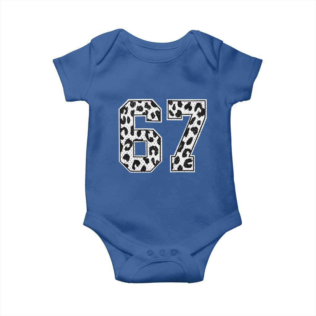 67 Jersey Number Baby Onesie Funny Six Seven Meme Y2k Leopard Number TS10 Royal Blue Print Your Wear