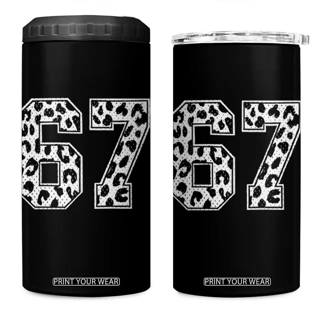 67 Jersey Number 4 in 1 Can Cooler Tumbler Funny Six Seven Meme Y2k Leopard Number TS10 One Size: 16 oz Black Print Your Wear