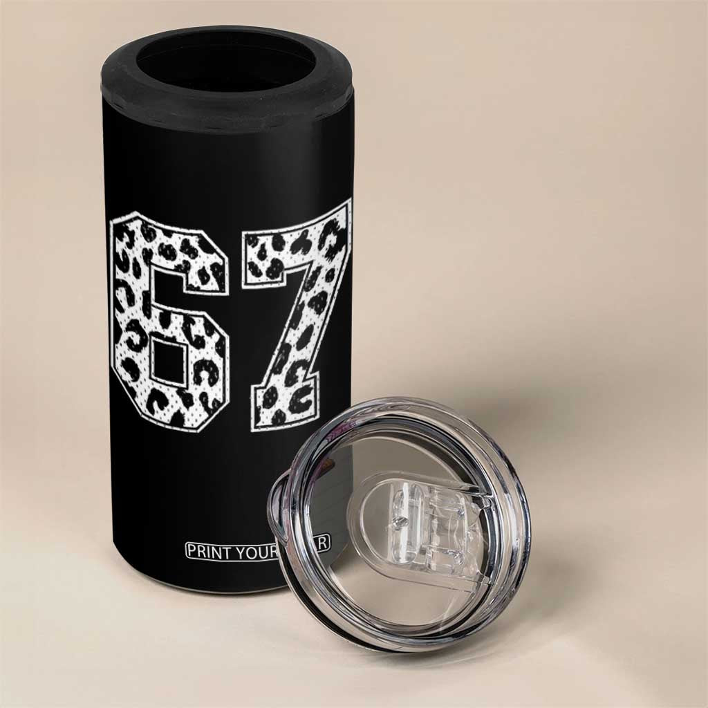 67 Jersey Number 4 in 1 Can Cooler Tumbler Funny Six Seven Meme Y2k Leopard Number TS10 Print Your Wear