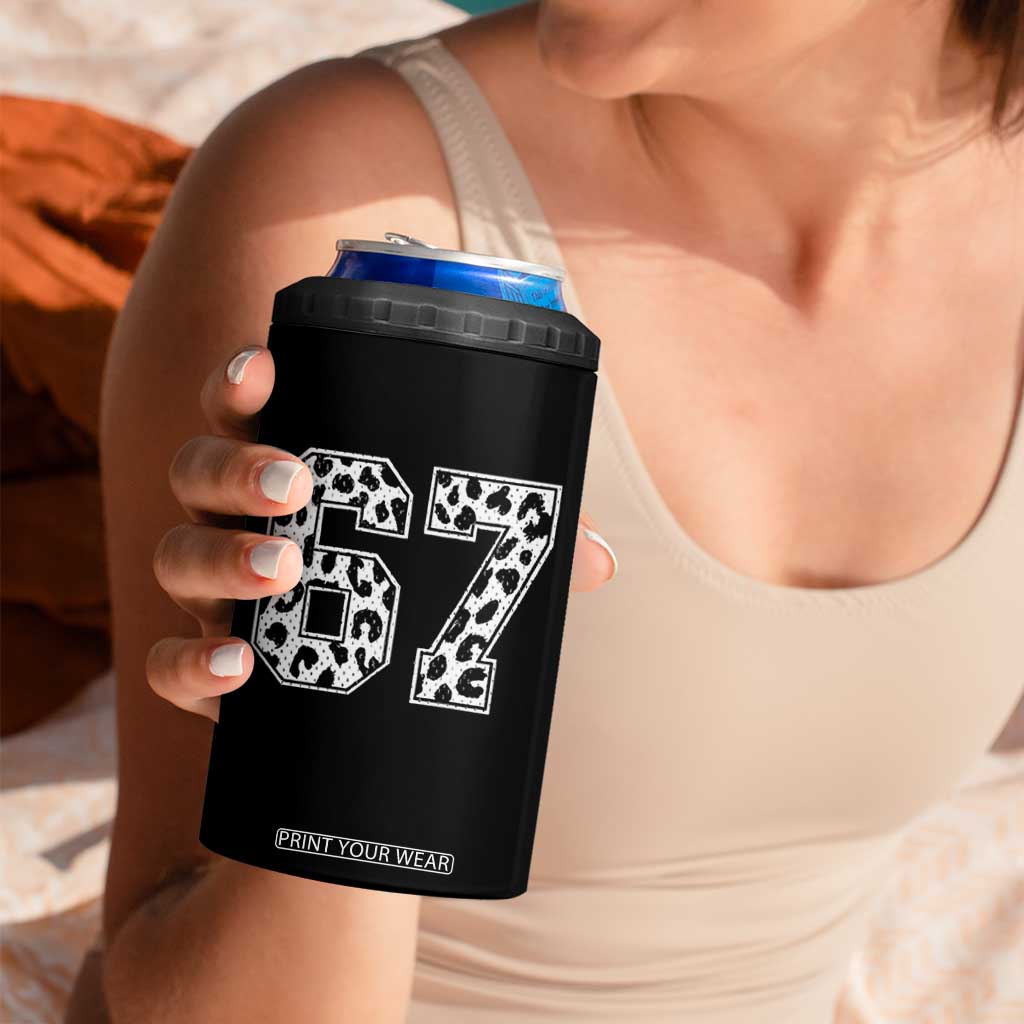 67 Jersey Number 4 in 1 Can Cooler Tumbler Funny Six Seven Meme Y2k Leopard Number TS10 Print Your Wear