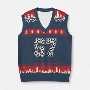 67 Jersey Number V-Neck Knit Sweater Vest Funny Six Seven Meme Y2k Leopard Number TS10 Navy Red Print Your Wear