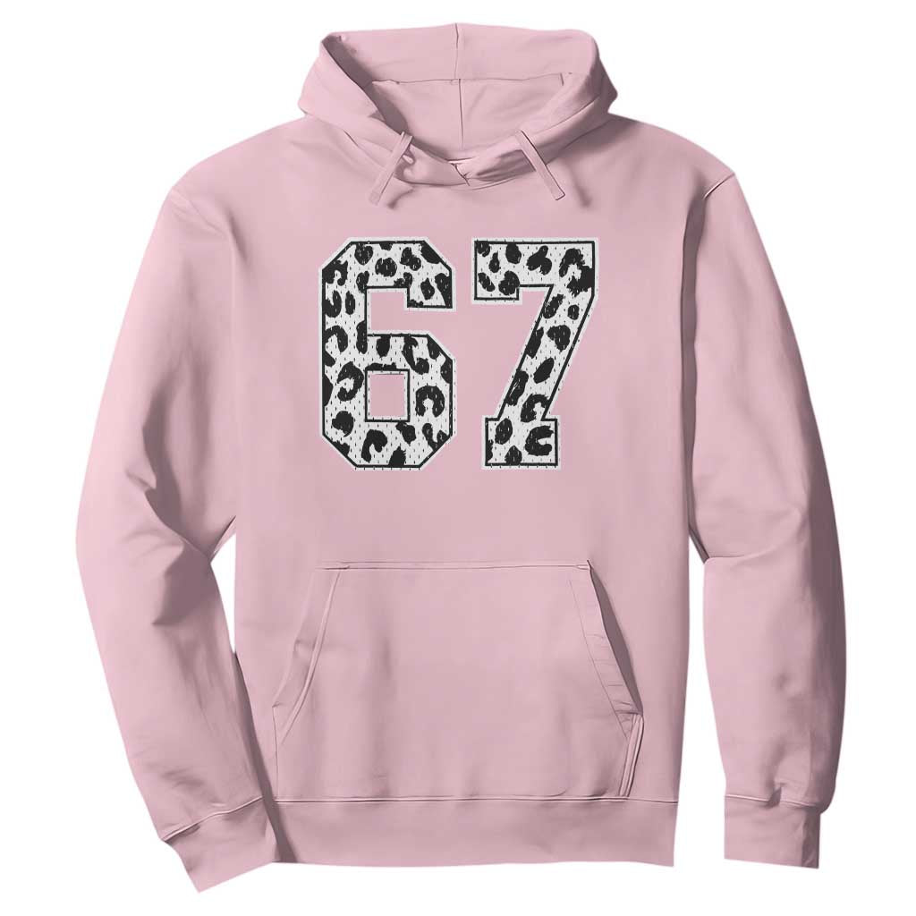 67 Jersey Number Hoodie Funny Six Seven Meme Y2k Leopard Number TS10 Light Pink Print Your Wear
