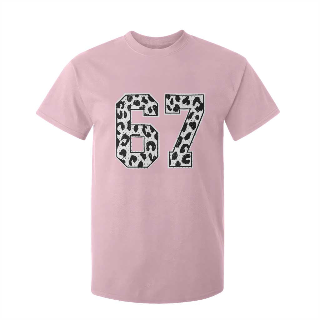 67 Jersey Number T Shirt For Kid Funny Six Seven Meme Y2k Leopard Number TS10 Light Pink Print Your Wear