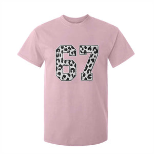 67 Jersey Number T Shirt For Kid Funny Six Seven Meme Y2k Leopard Number TS10 Light Pink Print Your Wear