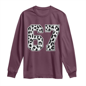 67 Jersey Number Long Sleeve Shirt Funny Six Seven Meme Y2k Leopard Number TS10 Maroon Print Your Wear