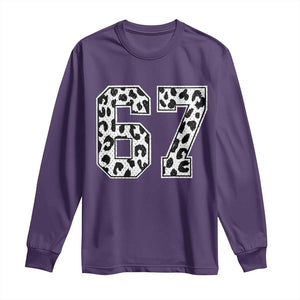 67 Jersey Number Long Sleeve Shirt Funny Six Seven Meme Y2k Leopard Number TS10 Purple Print Your Wear