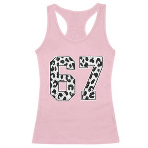 67 Jersey Number Racerback Tank Top Funny Six Seven Meme Y2k Leopard Number TS10 Light Pink Print Your Wear