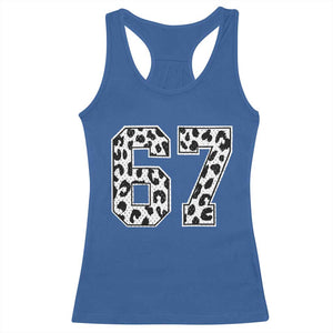 67 Jersey Number Racerback Tank Top Funny Six Seven Meme Y2k Leopard Number TS10 Royal Blue Print Your Wear