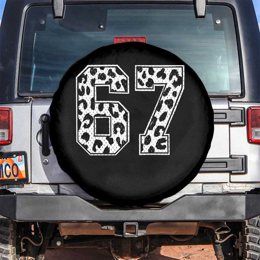 67 Jersey Number Spare Tire Cover Funny Six Seven Meme Y2k Leopard Number TS10 No hole Black Print Your Wear