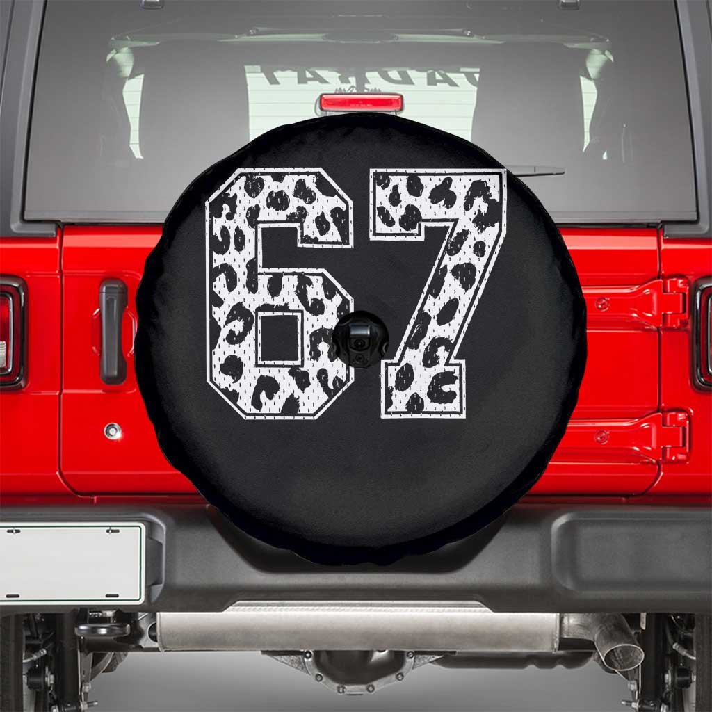 67 Jersey Number Spare Tire Cover Funny Six Seven Meme Y2k Leopard Number TS10 Black Print Your Wear