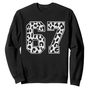 67 Jersey Number Sweatshirt Funny Six Seven Meme Y2k Leopard Number TS10 Black Print Your Wear