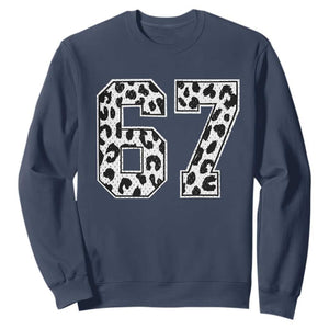 67 Jersey Number Sweatshirt Funny Six Seven Meme Y2k Leopard Number TS10 Navy Print Your Wear