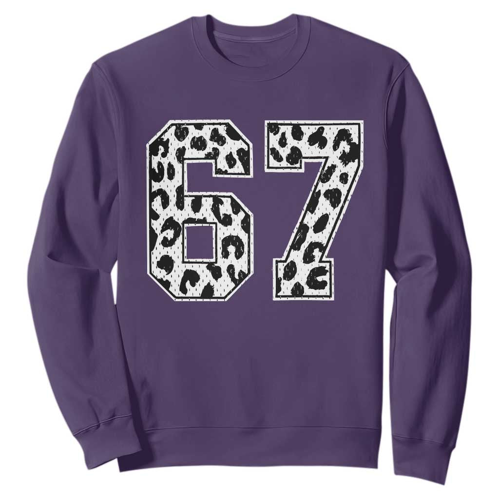 67 Jersey Number Sweatshirt Funny Six Seven Meme Y2k Leopard Number TS10 Purple Print Your Wear