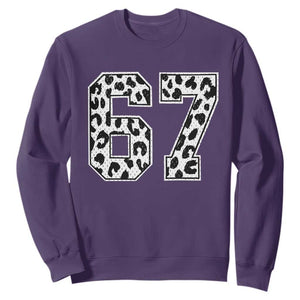 67 Jersey Number Sweatshirt Funny Six Seven Meme Y2k Leopard Number TS10 Purple Print Your Wear