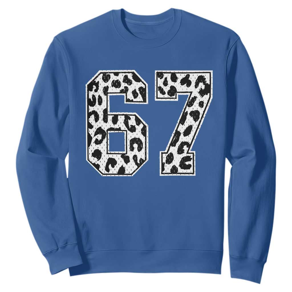 67 Jersey Number Sweatshirt Funny Six Seven Meme Y2k Leopard Number TS10 Royal Blue Print Your Wear