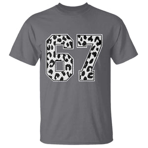 67 Jersey Number T Shirt Funny Six Seven Meme Y2k Leopard Number TS10 Charcoal Print Your Wear