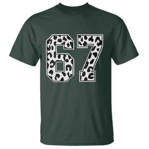 67 Jersey Number T Shirt Funny Six Seven Meme Y2k Leopard Number TS10 Dark Forest Green Print Your Wear