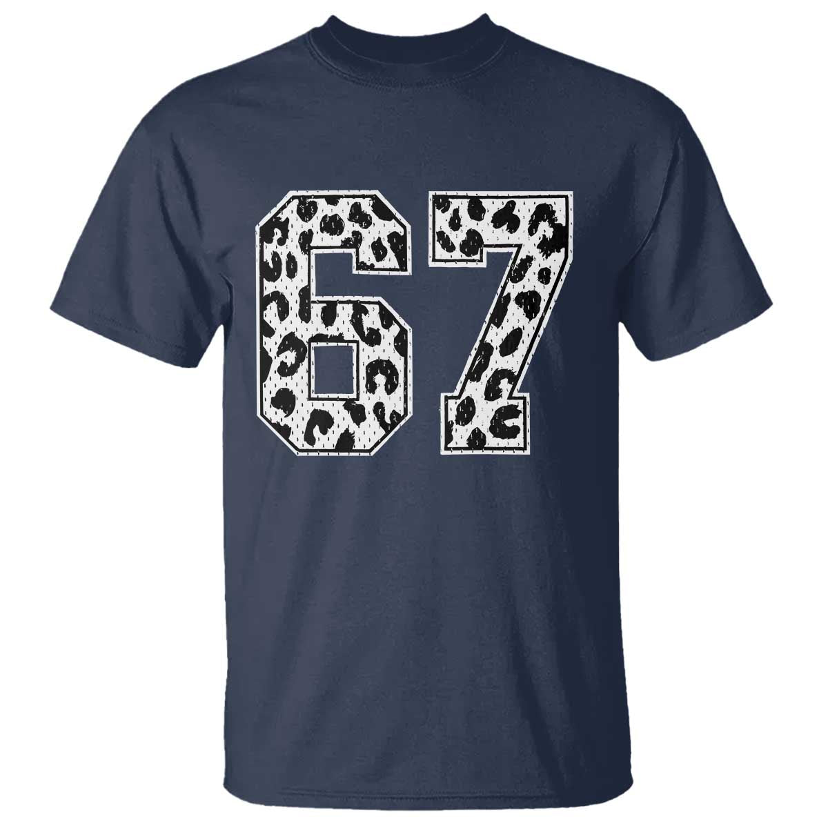 67 Jersey Number T Shirt Funny Six Seven Meme Y2k Leopard Number TS10 Navy Print Your Wear