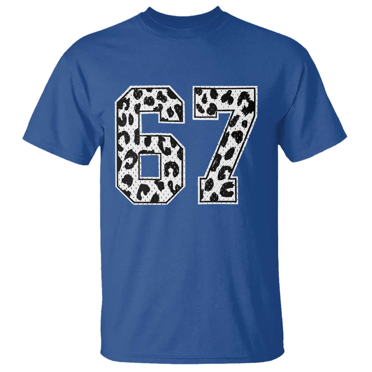 67 Jersey Number T Shirt Funny Six Seven Meme Y2k Leopard Number TS10 Royal Blue Print Your Wear