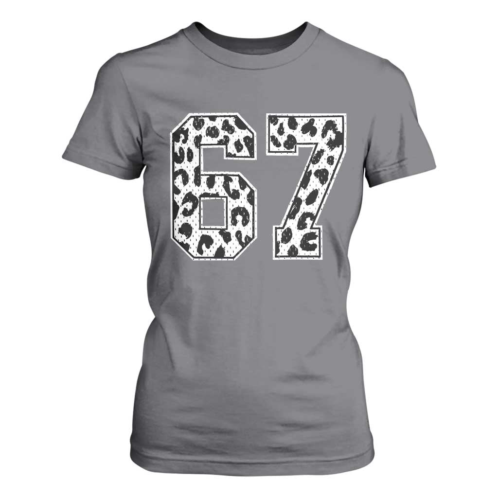 67 Jersey Number T Shirt For Women Funny Six Seven Meme Y2k Leopard Number TS10 Charcoal Print Your Wear