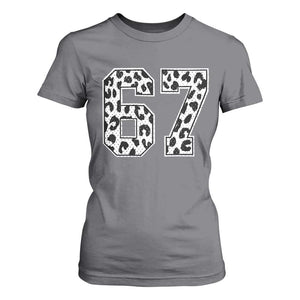 67 Jersey Number T Shirt For Women Funny Six Seven Meme Y2k Leopard Number - Print Your Wear