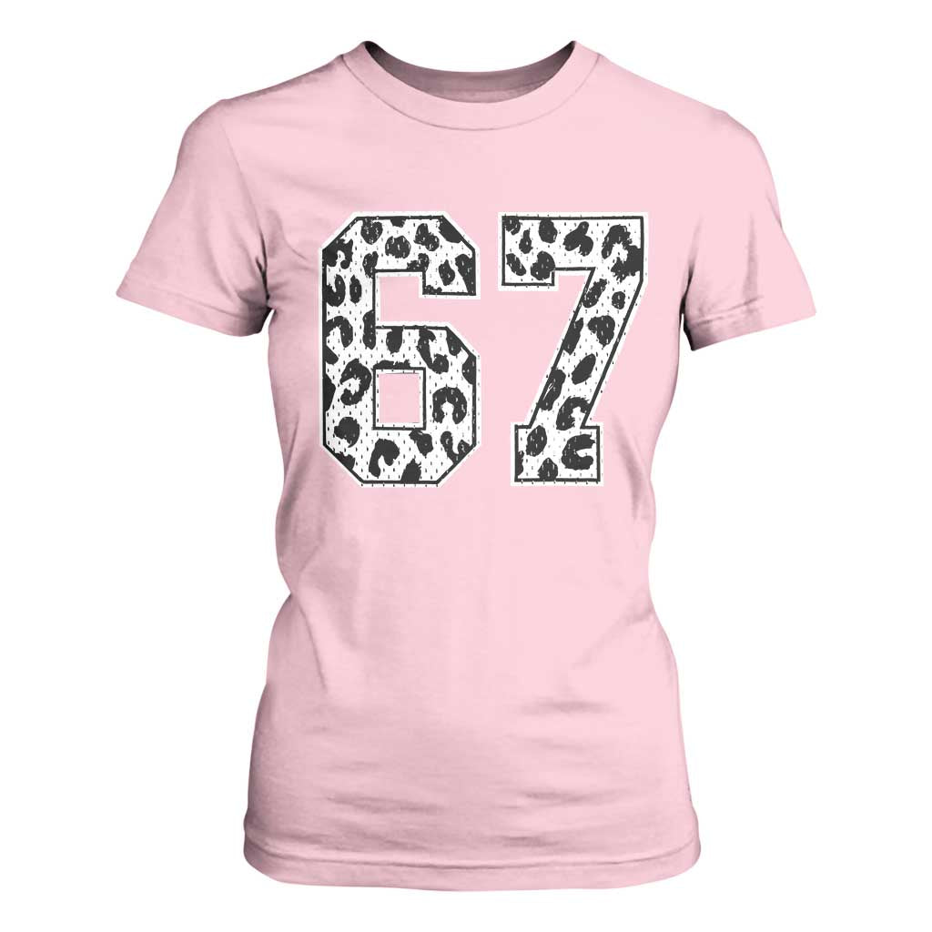 67 Jersey Number T Shirt For Women Funny Six Seven Meme Y2k Leopard Number TS10 Light Pink Print Your Wear