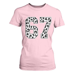 67 Jersey Number T Shirt For Women Funny Six Seven Meme Y2k Leopard Number TS10 Light Pink Print Your Wear