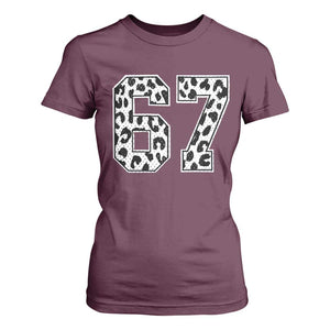 67 Jersey Number T Shirt For Women Funny Six Seven Meme Y2k Leopard Number TS10 Maroon Print Your Wear
