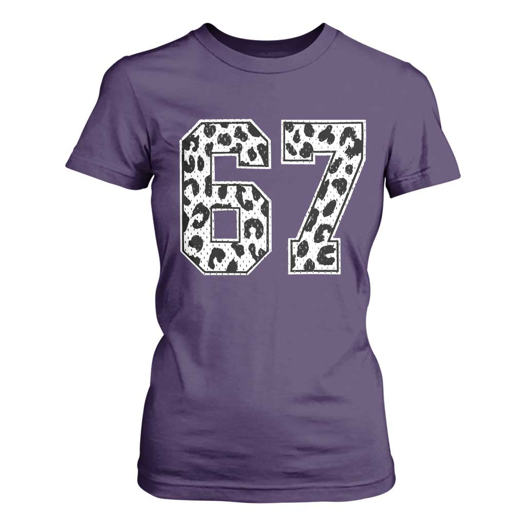67 Jersey Number T Shirt For Women Funny Six Seven Meme Y2k Leopard Number TS10 Purple Print Your Wear