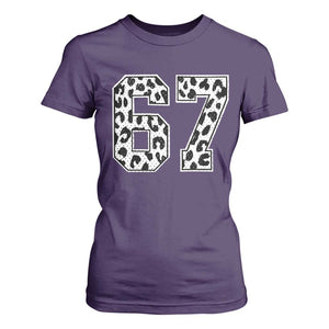 67 Jersey Number T Shirt For Women Funny Six Seven Meme Y2k Leopard Number - Print Your Wear