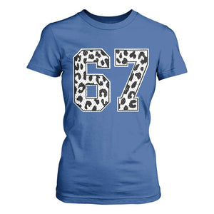67 Jersey Number T Shirt For Women Funny Six Seven Meme Y2k Leopard Number - Print Your Wear