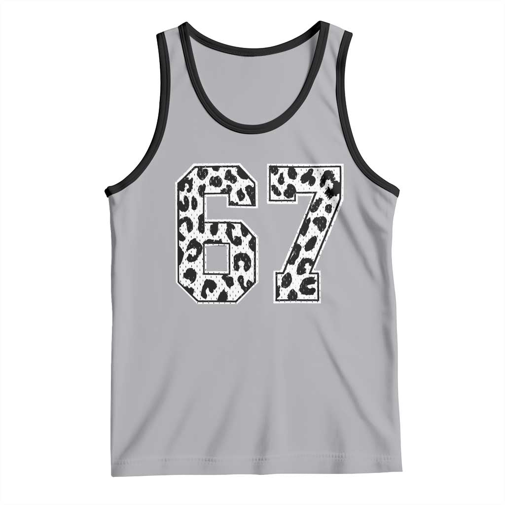 67 Jersey Number Tank Top Funny Six Seven Meme Y2k Leopard Number TS10 Athletic Heather Black Print Your Wear