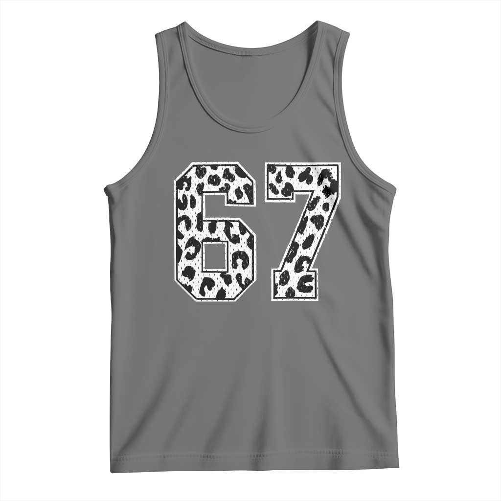 67 Jersey Number Tank Top Funny Six Seven Meme Y2k Leopard Number TS10 Black Heather Print Your Wear