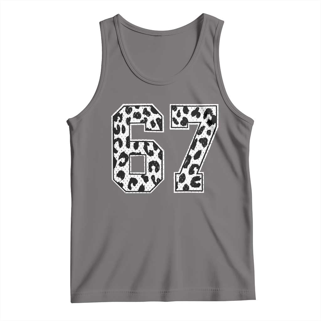 67 Jersey Number Tank Top Funny Six Seven Meme Y2k Leopard Number TS10 Deep Heather Print Your Wear