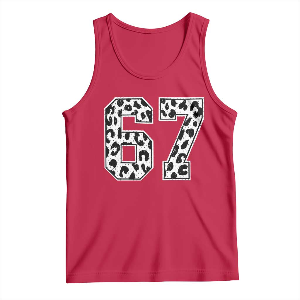 67 Jersey Number Tank Top Funny Six Seven Meme Y2k Leopard Number TS10 Red Print Your Wear