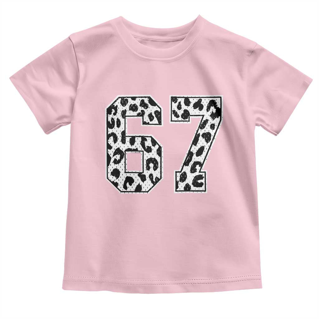 67 Jersey Number Toddler T Shirt Funny Six Seven Meme Y2k Leopard Number TS10 Light Pink Print Your Wear