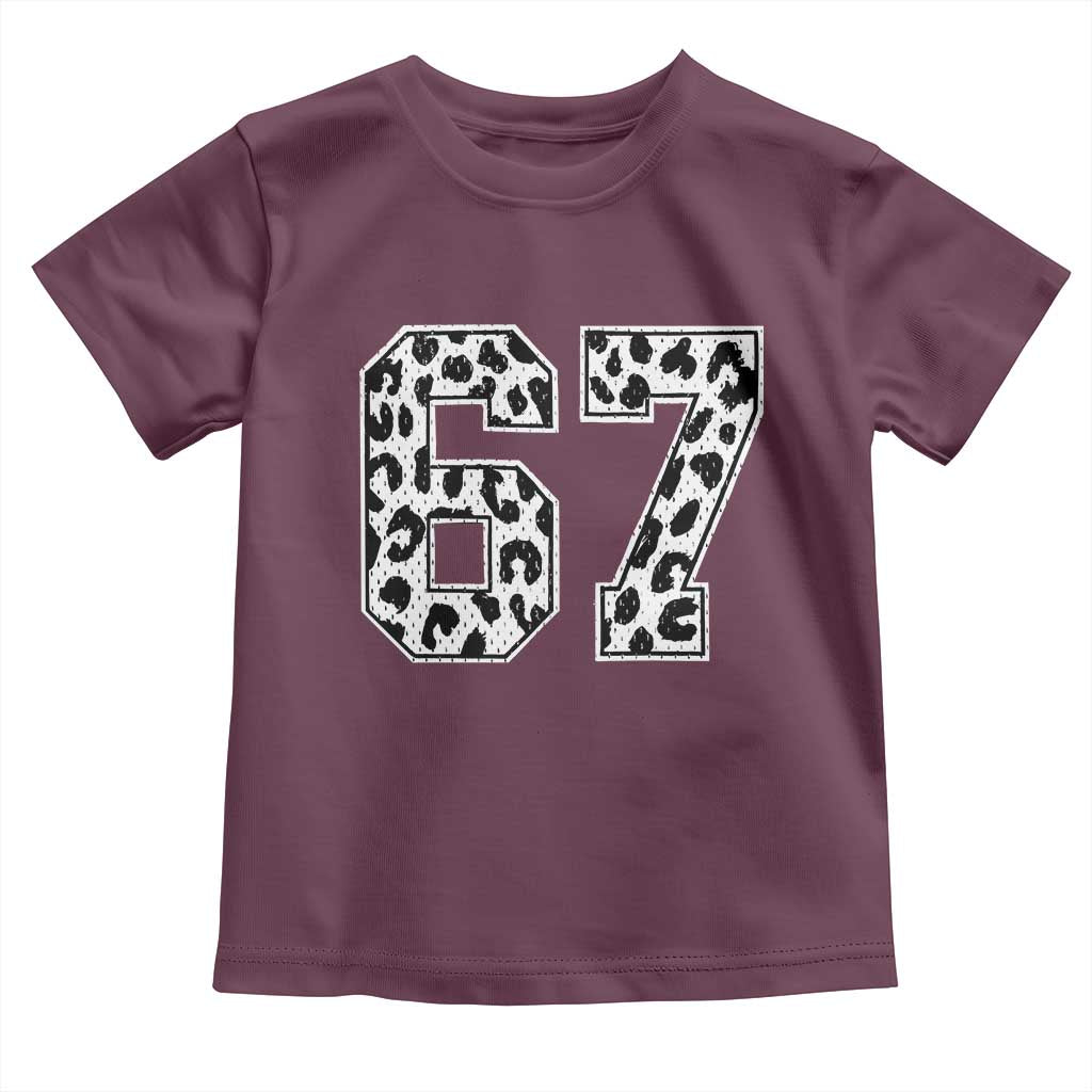 67 Jersey Number Toddler T Shirt Funny Six Seven Meme Y2k Leopard Number TS10 Maroon Print Your Wear