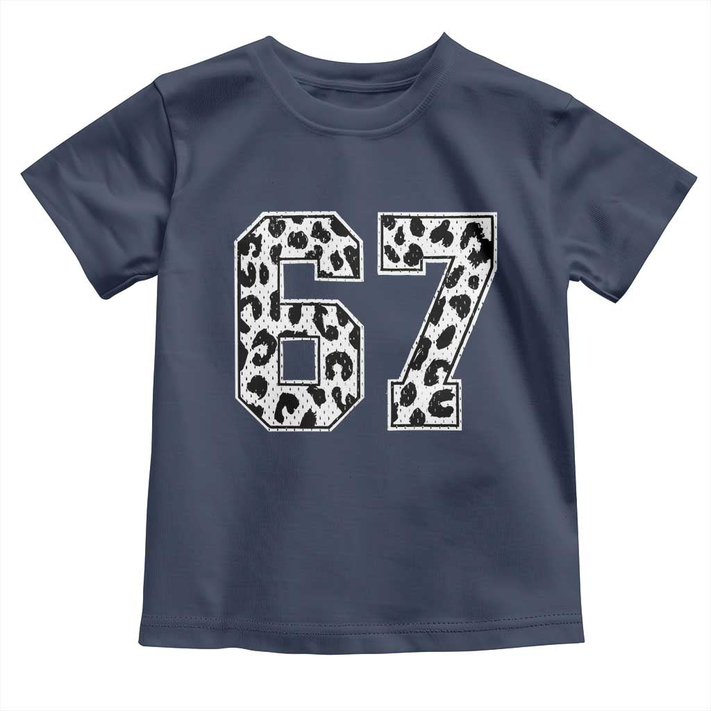 67 Jersey Number Toddler T Shirt Funny Six Seven Meme Y2k Leopard Number TS10 Navy Print Your Wear