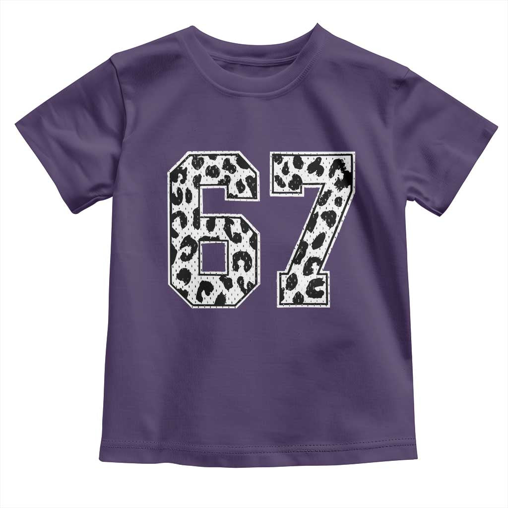 67 Jersey Number Toddler T Shirt Funny Six Seven Meme Y2k Leopard Number TS10 Purple Print Your Wear