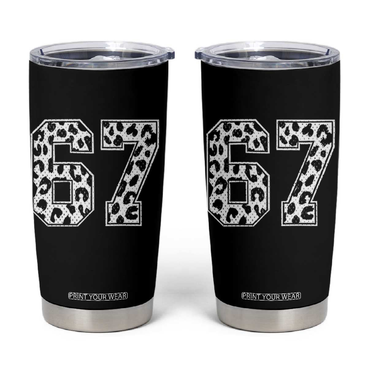 67 Jersey Number Tumbler Cup Funny Six Seven Meme Y2k Leopard Number TS10 Black Print Your Wear