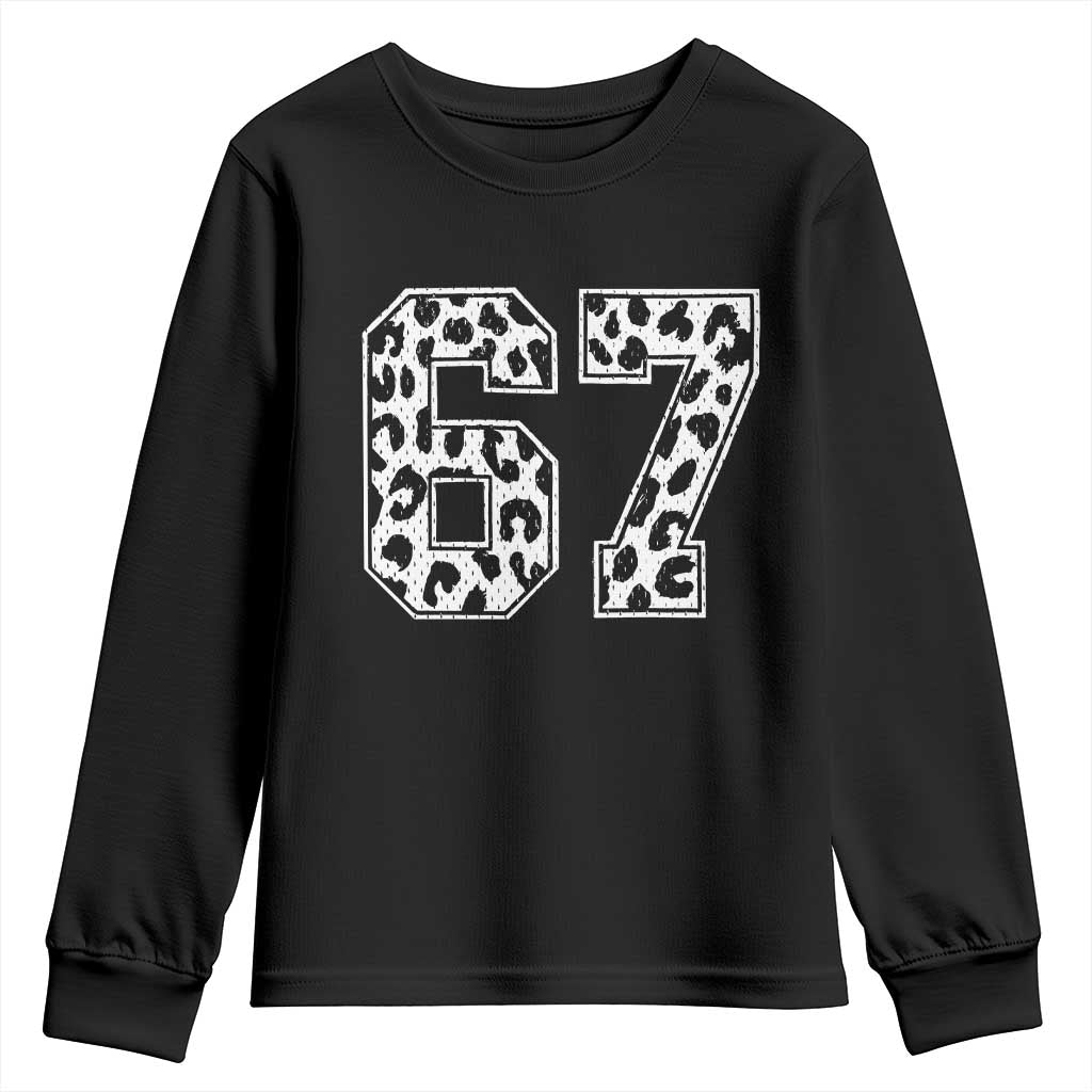 67 Jersey Number Youth Sweatshirt Funny Six Seven Meme Y2k Leopard Number TS10 Black Print Your Wear