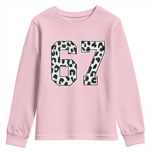 67 Jersey Number Youth Sweatshirt Funny Six Seven Meme Y2k Leopard Number TS10 Light Pink Print Your Wear