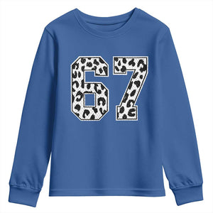 67 Jersey Number Youth Sweatshirt Funny Six Seven Meme Y2k Leopard Number TS10 Royal Blue Print Your Wear