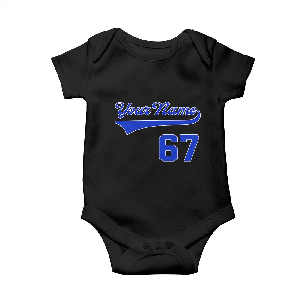 Personalized 67 Jersey Number Baby Onesie Custom Name Numbered Uniform Sports Team 67th Birthday TS10 Black Print Your Wear