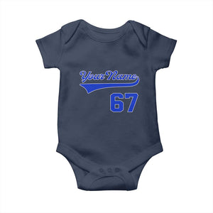 Personalized 67 Jersey Number Baby Onesie Custom Name Numbered Uniform Sports Team 67th Birthday TS10 Navy Print Your Wear