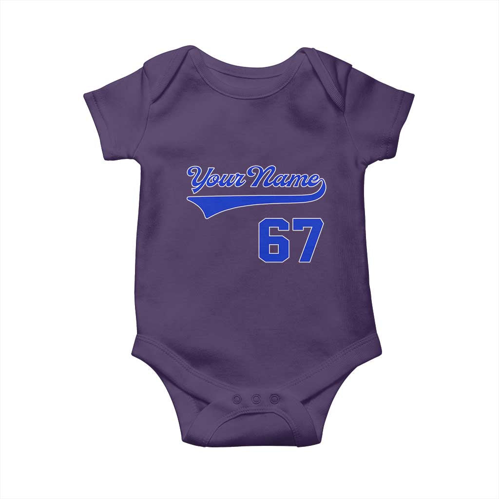 Personalized 67 Jersey Number Baby Onesie Custom Name Numbered Uniform Sports Team 67th Birthday TS10 Purple Print Your Wear