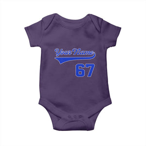 Personalized 67 Jersey Number Baby Onesie Custom Name Numbered Uniform Sports Team 67th Birthday TS10 Purple Print Your Wear